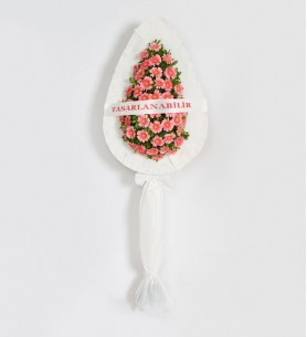 Tek Katlı Büyük Pembe Gerbera Çiçekli Çelenk