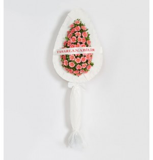 Tek Katlı Büyük Pembe Gerbera Çiçekli Çelenk